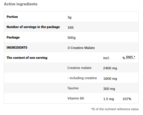 Съдържание на Allnutrition 3-Creatine Malate
