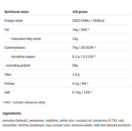 Съдържание на Allnutrition NutLove Crunchy Flakes with cinnamon