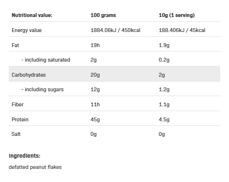 Съдържание на AllNutrition Peanut Flakes 150g