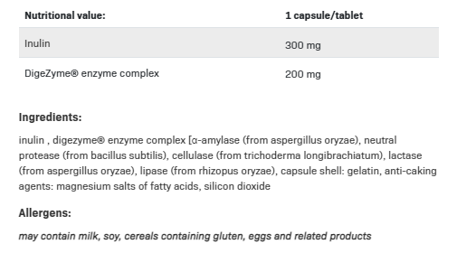 Съдържание на AllNutrition Dygestive Enzymes 100 caps