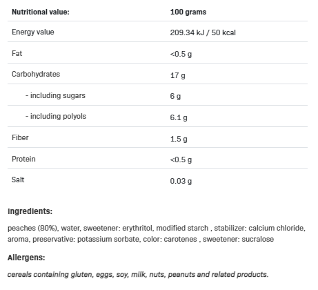 Съдържание на AllNutrition FruLove in Jelly 1kg Peach