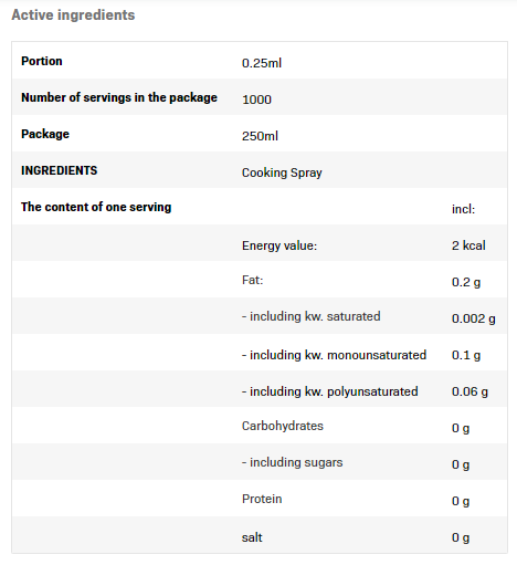 Съдържание на Allnutrition Cooking Spray Canola Oil