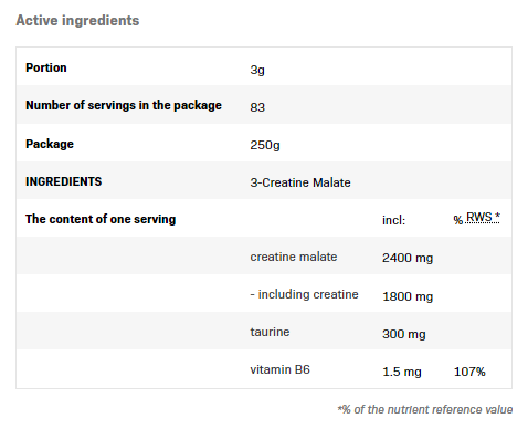 Съдържание на Allnutrition 3-Creatine Malate 2
