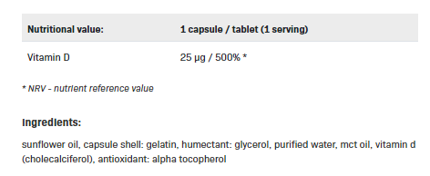 Съдържание на AllNutrition Vitamin D3 1000