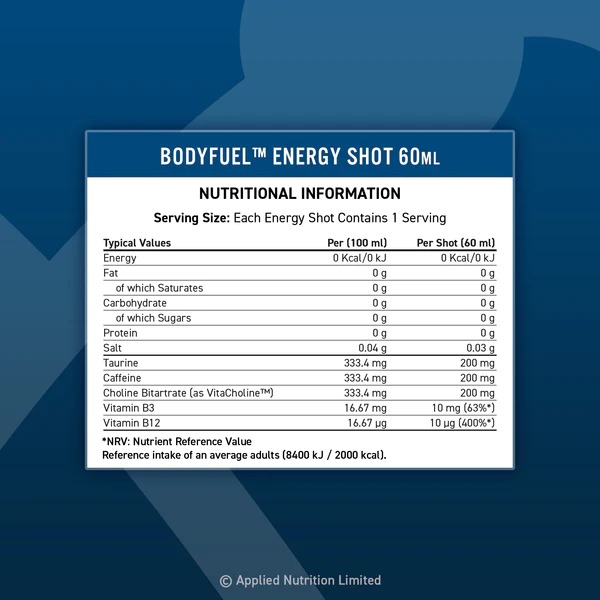 Съдържание на Body Fuel Energy & Vitamin Shot