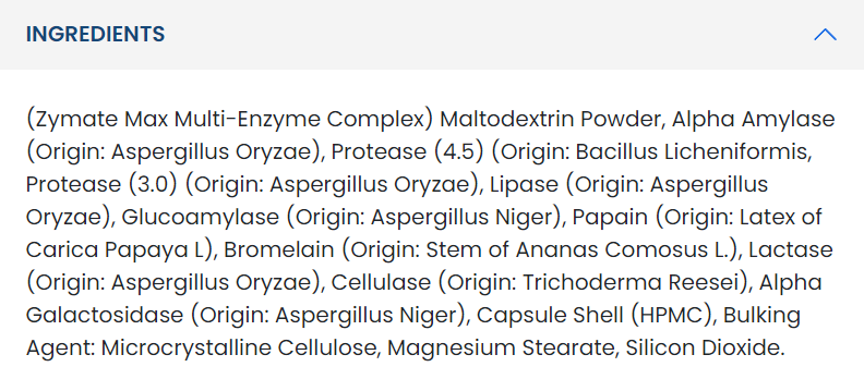 Съдържание на Applied Nutrition Digestive Enzyme 60 caps 2