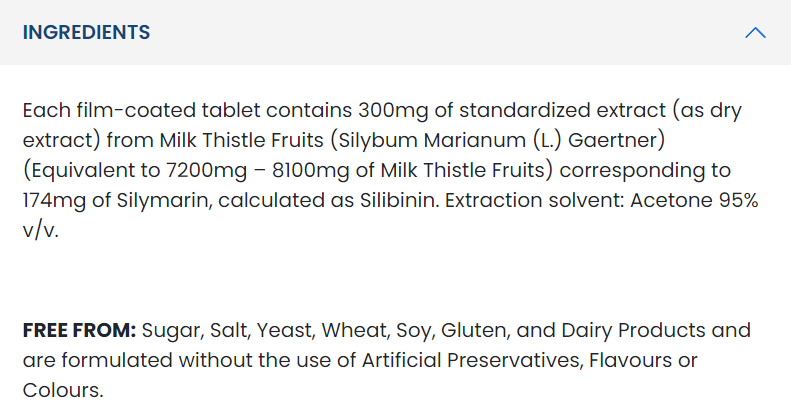 Съдържание на Applied Nutrition Milk Thistle 90 tabs 2