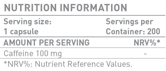 Съдържание на Battery Nutrition Caffeine