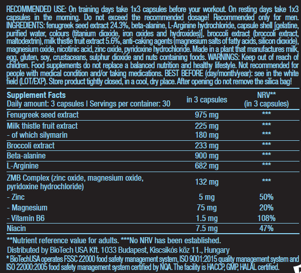 Съдържание на BIOTECH USA Black Test