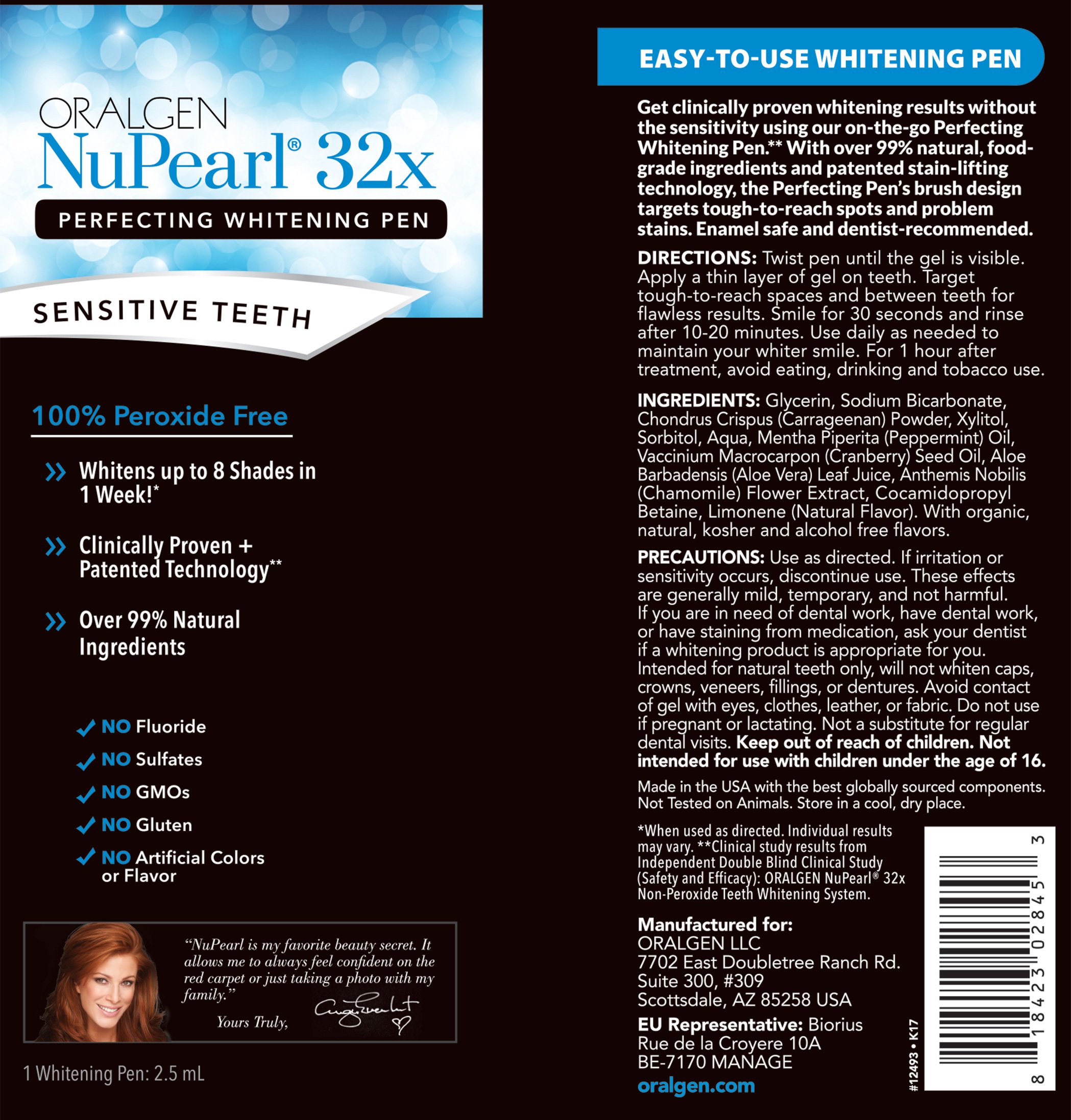 Съдържание на Oralgen NuPearl 32x Perfecting Teeth Whitening Pen