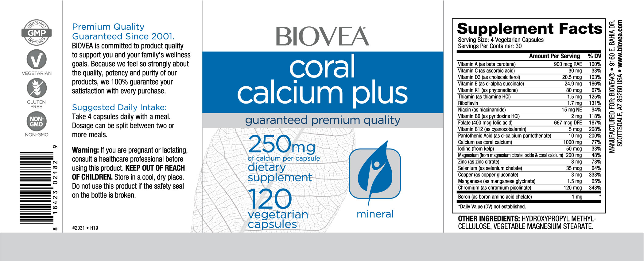 Съдържание на Biovea Coral Calcium 1000mg