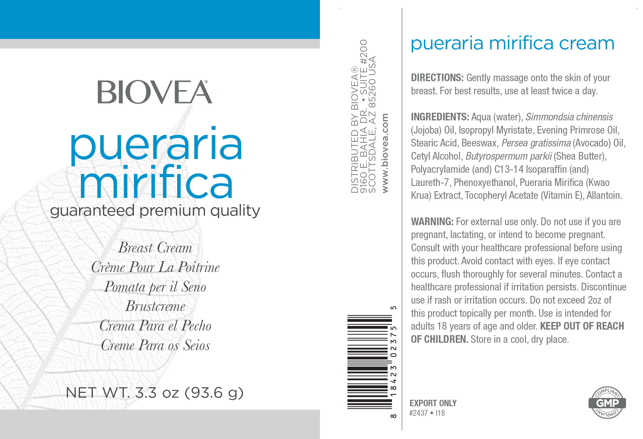 Съдържание на Biovea Pueraria Mirifica Cream