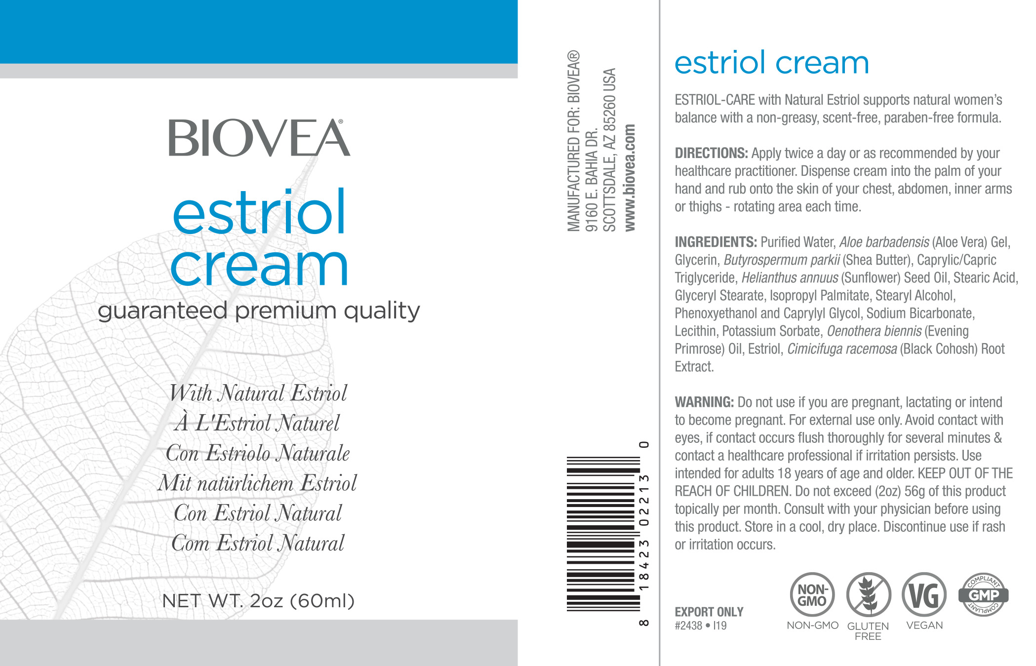 Съдържание на Biovea Estriol Cream
