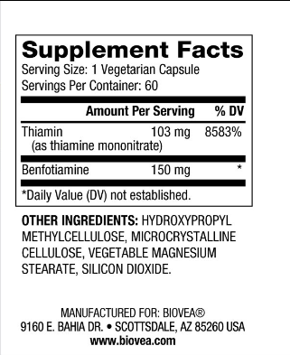 Съдържание на Biovea Benfotiamine