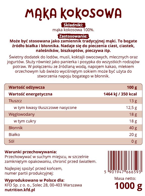 Съдържание на KFD Coconut Flour