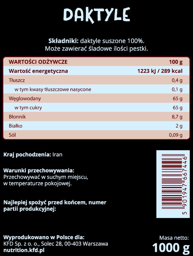 Съдържание на KFD Dried Dates