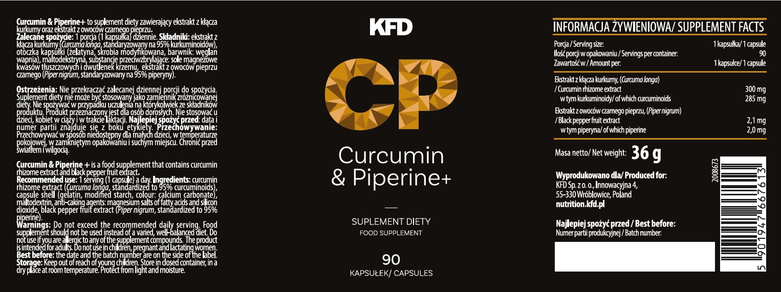 Съдържание на KFD Curcumin & Piperine+