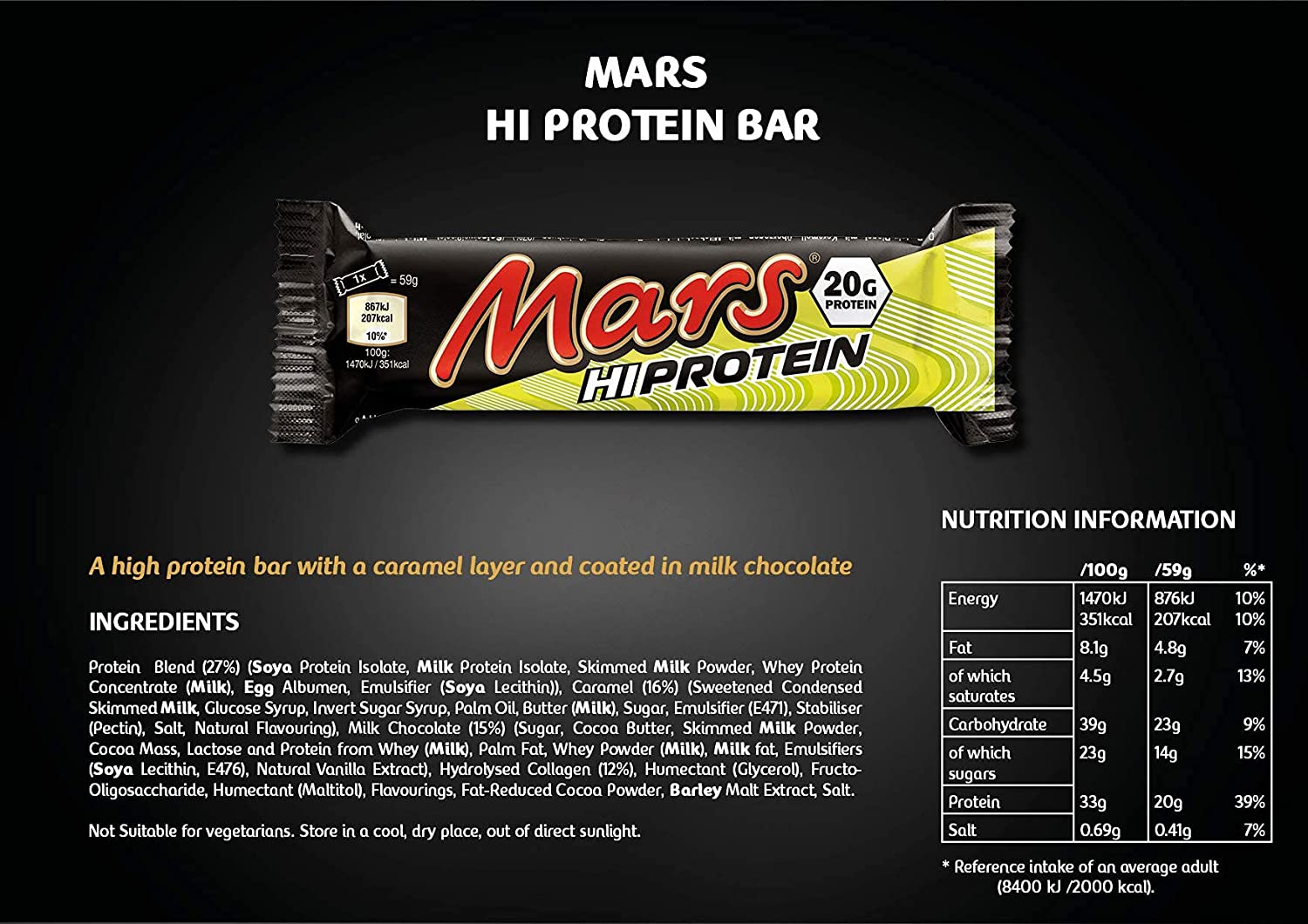 Съдържание на Mars Hi Protein Bar 59g