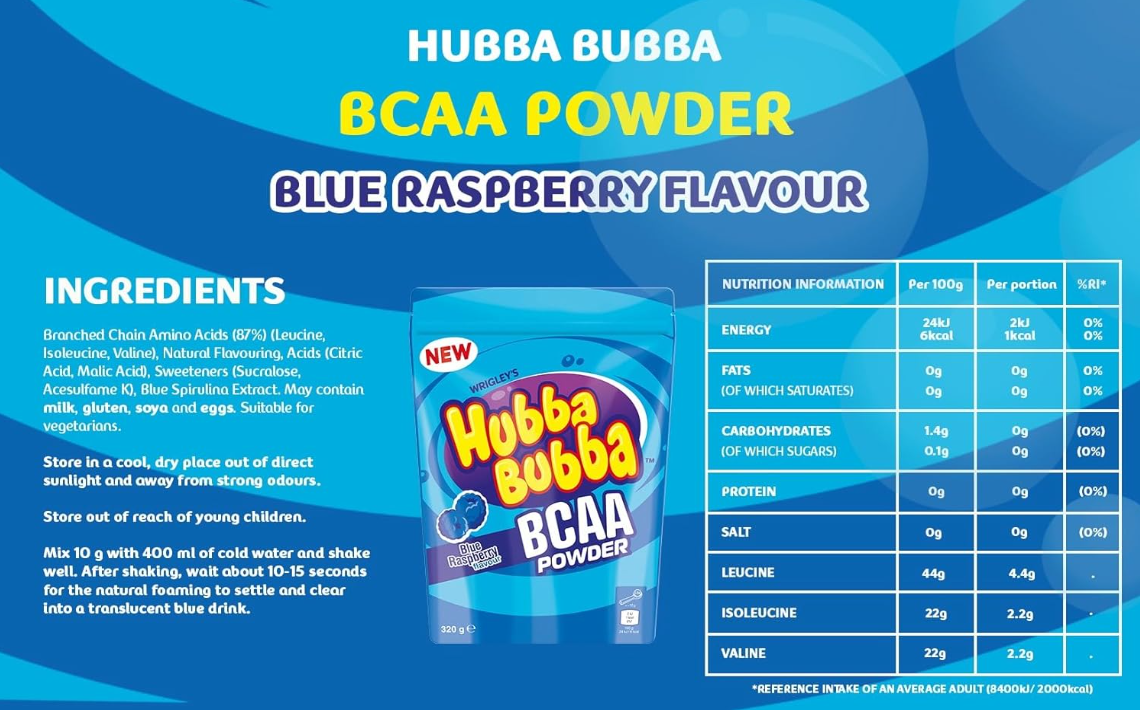 Съдържание на Mars Hubba Bubba BCAA 320g