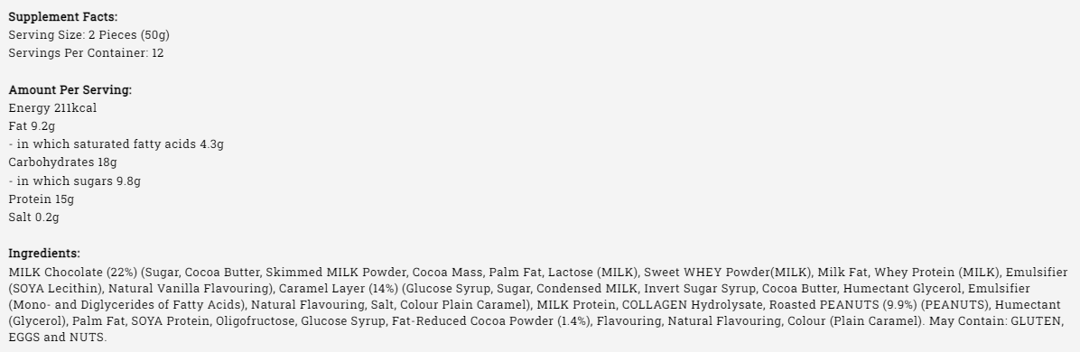 Съдържание на Snickers Hi Protein Bar 50g Peanut Brownie
