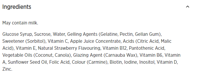 Съдържание на Myprotein Multivitamin Gummies 60 gummies
