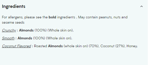 Съдържание на Myprotein Almond Butter 1kg Crunchy