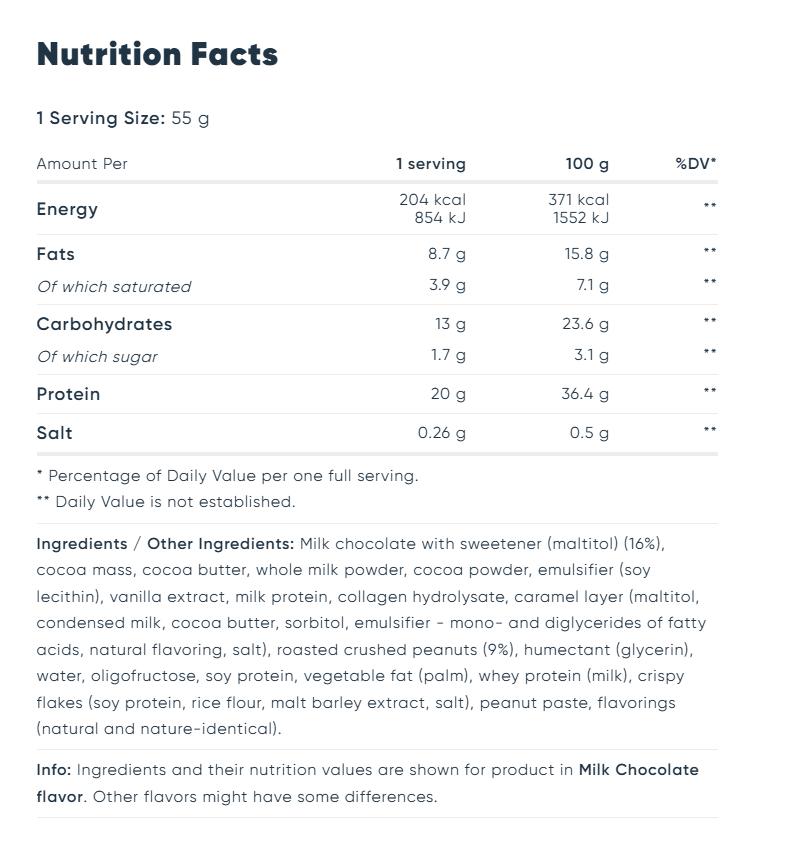 Съдържание на Mars Protein Snickers Hi Protein Crisp Bar