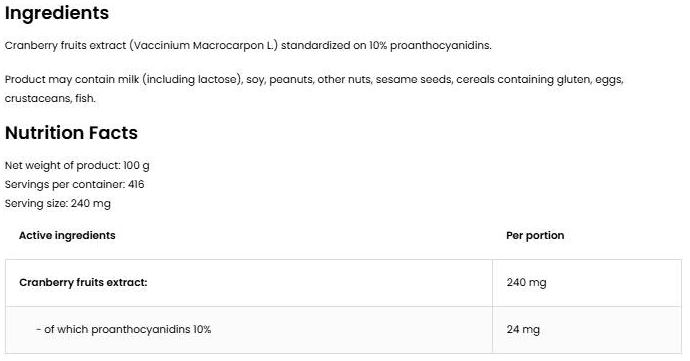 OstroVit Cranberry Extract Powder - Червена Боровинка