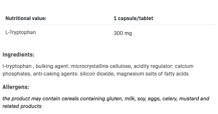 Съдържание на SFD L-Tryptofan 180 tabs