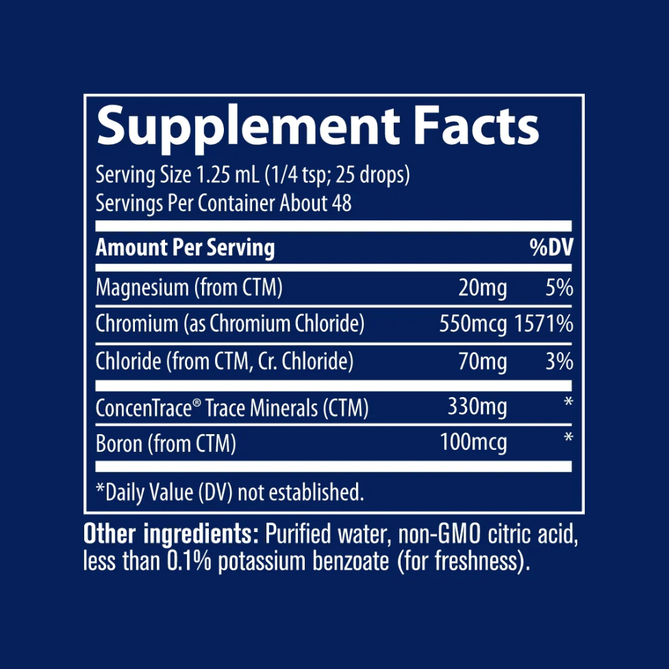 Съдържание на Trace Minerals Ionic Chromium 550mcg 59ml