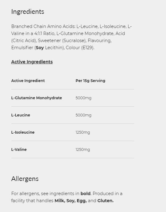 Съдържание на HIT BCAA 4:1:1 + Glutamine
