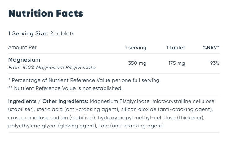 Съдържание на Grassberg Magnesium Bisglycinate