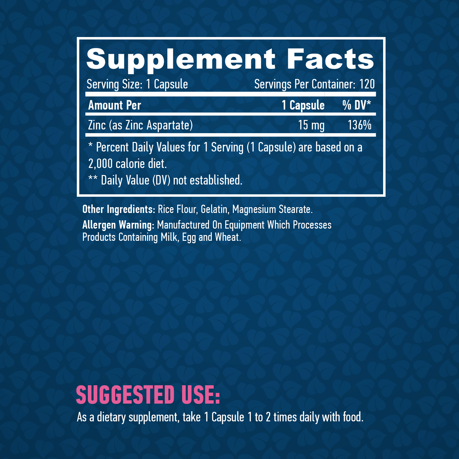 Съдържание на Haya Labs Zinc 15mg