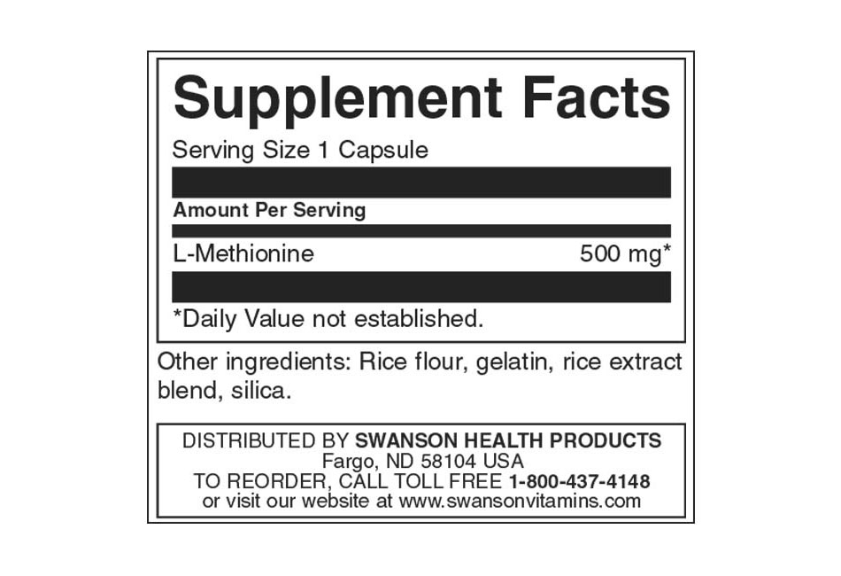 Съдържание на Swanson Pure Methionine