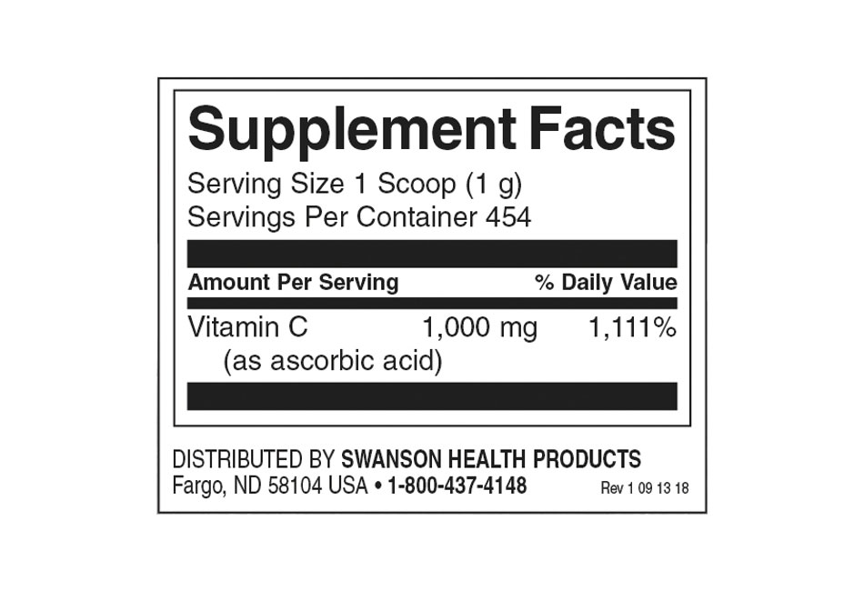 Съдържание на Swanson Vitamin C Powder