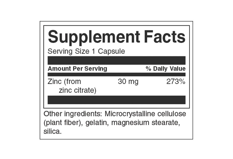 Съдържание на Swanson Zinc Citrate
